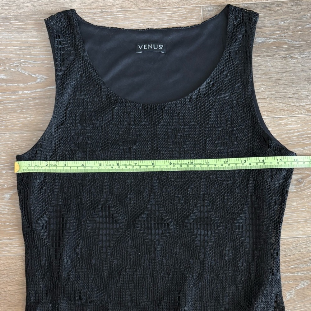 Venus Black Crochet Lace Mini Dress with Fringe - Picture 5 of 8